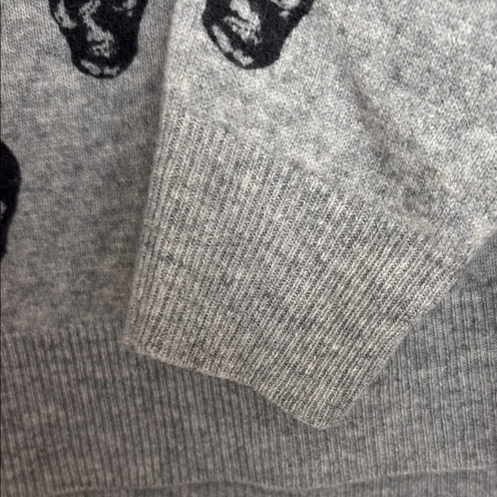 Gray 100% Cashmere Skull Sweater - Picture 3 of 4